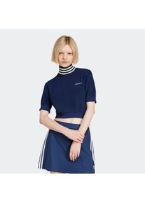 Damen T-Shirt "CROP TURTLENECK"night indigo, sanftes weiß, sportlich, Gr. S, adidas originals, Obermaterial: 100% Baumwolle, Shirts