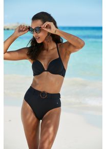 s.Oliver Damen Highwaist-Bikini-Hose "Rome", schwarz, Gr. 34, unifarben, Microfaser, Polyamid, Badehosen, mit abnehmbarem Gürtel