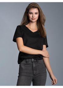 TRIGEMA Damen T-Shirt "TRIGEMA V-Shirt Slim Fit", schwarz, Basic, Gr. XXL, 100% Baumwolle, Shirts