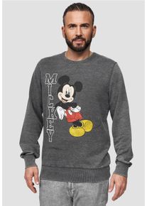 Recovered Herren Sweatshirt "Disney Mickey Leaning", grau, casual, Gr. S, bedruckt, 100% Baumwolle, Sweatshirts, mit niedlichem Frontprint