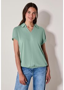 Cecil Damen Poloshirtmatcha grün, casual, Gr. XL, unifarben, Stoff, 68% Modal, 32% Polyester, Shirts, mit Elastiksaum