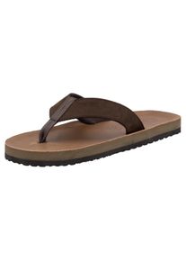 Rieker Herren Zehentrenner, Gr. 44, braun, Nubukleder, unifarben, casual, Schuhe, Sommerschuh, Strandschuh, Badeschuh, Poolslide mit Zehensteg