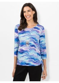 Inspirationen Damen Print-Shirt "Shirt", blau, Gr. 40, gemustert, mehrfarbig, bedruckt, 95% Polyester, 5% Elasthan, Shirts