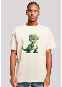 F4NT4STIC Herren T-Shirt "Süßer grüner Dino", beige, casual, Gr. L, Obermaterial: 100% Baumwolle, Shirts, Premium Qualität