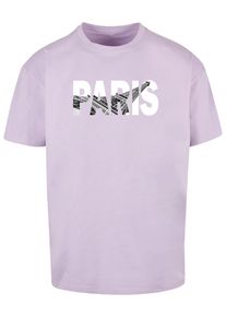 Merchcode Herren T-Shirt "Merchcode Herren Paris Eiffel Tower Heavy Oversize Tee", lila, casual, Gr. L, bedruckt, 100% Baumwolle, Shirts