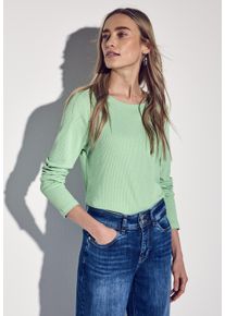 Street One Damen Langarmshirtmilky grün meliert, casual, Gr. 46, unifarben, Stoff, 80% Viskose, 16% Polyester, 4% Elasthan, Shirts, aus softem