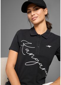 Kangaroos Damen Poloshirt, schwarz-weiß, casual, Gr. 44, unifarben, bedruckt, Piquu00e9, Obermaterial: 100% Baumwolle, Shirts, mit großem