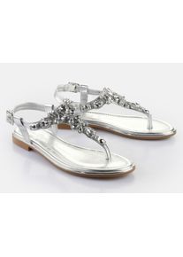 Buffalo Damen Zehentrenner "KIRA ICE", Gr. 39, silber, Lederimitat, modisch, Schuhe, Riemchensandale, Sommerschuh, Urlaubsandale, Memory Foam