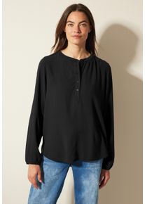 Cecil Damen Langarmbluse, schwarz, casual, Gr. XXL, unifarben, Stoff, 58% Viskose, 42% Polyester, Blusen, mit Rundhalsausschnitt