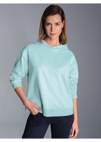 TRIGEMA Damen Sweatshirt "TRIGEMA Dünner Oversize-Hoodie", blau, Basic, Gr. XS, 50% Baumwolle, 50% Polyester, Sweatshirts