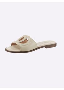Heine Damen Pantolette, Gr. 39, beige, Leder, Rindsleder, Rindsleder, modisch, Schuhe