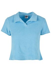Urban Classics Damen Kurzarmshirt "Urban Classics Damen Ladies Towel Polo Tee", blau, casual, Gr. XXXL, unifarben, 100% Baumwolle, Shirts