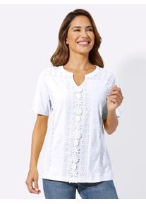 Classic Basics Damen Kurzarmshirt "Kurzarm-Shirt", weiß, Gr. 42, unifarben, 100% Baumwolle, Spitze:100% Baumwolle, Webware:100% Baumwolle, Shirts