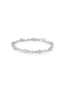 VIRA JEWELS Damen Armband "925-Sterling Silber rhodiniert Glänzend Blautopas beh. Blau", 19cm, Silber 925 (Sterlingsilber), weiß, Silber 925