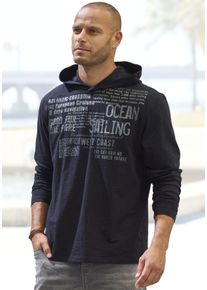 John Devin Herren Kapuzenshirt, schwarz, casual, Gr. S, bedruckt, Slub, Obermaterial: 100% Baumwolle, Shirts, Langarmshirt bedruckt mit Kapuze aus