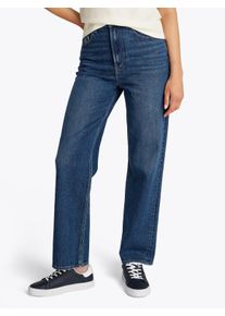 Tommy Jeans Damen Straight-Jeans "LAYLA HR SLIM STR", blau, casual, Gr. 32, unifarben, Denim/Jeans, Obermaterial: 99% Baumwolle, 1% Elasthan, Jeans,