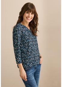 Cecil Damen 3/4-Arm-Shirt, blau, casual, Gr. XXL, bedruckt, Web, 100% Baumwolle, Shirts, aus reiner Baumwolle