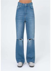 FRESHLIONS Damen Bequeme Jeans "Sofia", blau, Gr. XL, 100% Baumwolle, Jeans, mit ausgestelltem Bein