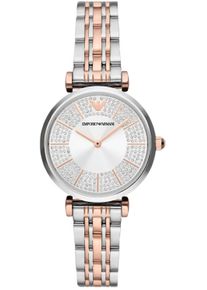 Emporio Armani Damen Quarzuhr, rosa, Armbanduhren, Armbanduhr, Damenuhr, analog, Lederarmband