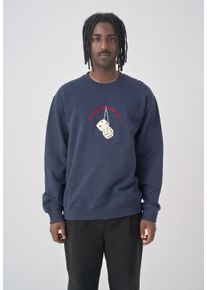 Cleptomanicx Herren Sweatshirt "Boxy Crewneck Racing", blau, casual, Gr. L, bestickt, 100% Baumwolle, Sweatshirts, mit lockerem Schnitt