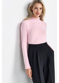 RICHROYAL Damen Langarmshirt "2409 O Slub F LS", rosa, casual, Gr. L, Single Jersey, Obermaterial: 100% Baumwolle, Shirts, mit Rüschenkante an
