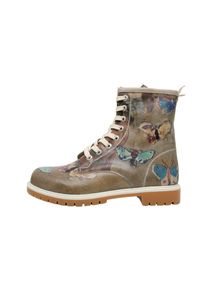 DOGO Damen Schnürboots "Boots Still Life Butterflies Damen Boots / Female", Gr. 39, braun, Lederimitat, Schuhe, Vegan