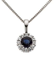 Firetti Damen Ketten-Anhänger "Schmuck Geschenk Gold 333 Halsschmuck Anhänger für Halskette Saphir", 0,12 ct P2 = erkennbare Einschlüsse, Weißgold