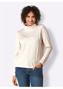Damen Rollkragenshirt "Lyocell-Shirt", beige, Gr. 40, CREATION L PREMIUM, gemustert, mehrfarbig, gestreift, 96% Lyocell, 4% Elasthan, Shirts
