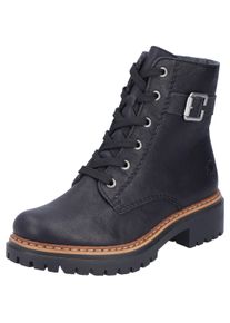 Rieker Damen Schnürboots, Gr. 38, schwarz, Lederimitat, unifarben, klassisch, Schuhe, Winterstiefel, Boots mit kontrastfarbener Rahmennaht