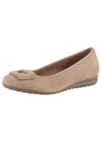 Gabor Damen Ballerina "FLORENZ", Gr. 35, beige, Ziegenveloursleder, unifarben, festlich, Schuhe, Bequemschuh, Businesschuh, Elastikeinfass,