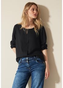 Cecil Damen Langarmbluse, schwarz, casual, Gr. L, unifarben, Stoff, Vorderseite und Ärmel: 100% Viskose; Rückseite 95% Viskose, 5% Elasthan, Blusen,