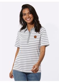 Casual Looks Damen Poloshirt "Poloshirt", grau, Gr. 38, gemustert, mehrfarbig, gestreift, 50% Baumwolle, 50% Modal, Shirts