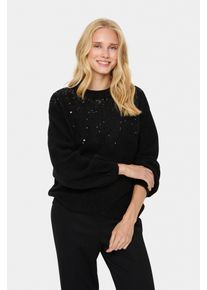 Saint Tropez Damen Strickpullover "BarbelSZ Pullover", schwarz, modisch, Gr. M, unifarben, Strick, Obermaterial: 54% Polyester, 38% Polyamid, 5%