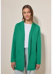 Cecil Damen Longblazer, grün, casual, Gr. XXL, Strukturmuster, Stoff, 72% Viskose, 24% Polyamid, 4% Elasthan, Blazer, mit Reverskragen