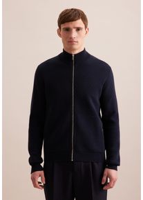Seidensticker Herren Strickjacke "Schwarze Rose", blau, Gr. XL, unifarben, 100% Baumwolle, Strickjacken, Langarm Stehkragen Uni