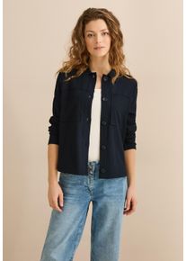 Cecil Damen Kurzjacke, blau, casual, Gr. XXL, unifarben, Stoff, 55% Polyester, 44% Viskose, 1% Elasthan, Jacken, mit Brusttasche