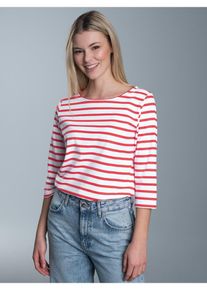 TRIGEMA Damen Longsleeve "TRIGEMA Dreiviertelarm Shirt mit Ringelmuster", orange, Basic, Gr. M, 100% Baumwolle, Shirts