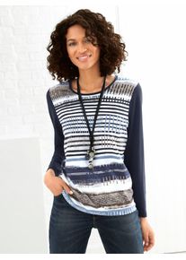 Casual Looks Damen Langarmshirt "Shirt", blau, Gr. 36, gemustert, mehrfarbig, bedruckt, gestreift, 50% Baumwolle, 50% Modal, Shirts