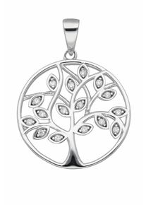 Adelia´s ADELIA ́S Damen Ketten-Anhänger "Damen 925 Silber Anhänger Lebensbaum mit Zirkonia Ø 20 mm", Silber 925 (Sterlingsilber), silber, Silber 925