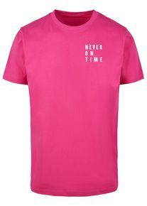 MisterTee Herren Kurzarmshirt "MisterTee Damen Never On Time Tee", pink, casual, Gr. XXL, unifarben, 100% Baumwolle, Shirts