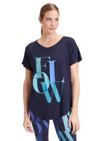 Betty Barclay Damen Kurzarmshirt "Betty Barclay Oversize-Shirt mit V-Ausschnitt", blau, sportlich, Gr. S, Jersey, Obermaterial: 96% Viskose, 4%