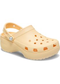 Crocs Damen Clog "Classic Platform Pearl Clog", Gr. 42, gold, Croslite, casual, Schuhe, Plateaschuh, Sandale mit Zierperlen