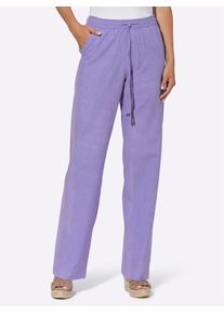 Heine Damen Webhose, lila, Gr. 50, unifarben, 55% Leinen, 45% Baumwolle, Hosen