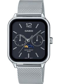 Damen Quarzuhr, silber, CASIO TIMELESS COLLECTION, Armbanduhren, Armbanduhr, Herrenuhr, Damenuhr, Datum, Mondphase, Edelstahlarmband