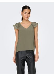 Only Damen Blusenshirt "ONLASTA LIFE CAPSLEEVE V-NECK TOP PTM", blau, modisch, Gr. S, unifarben, Jersey, Obermaterial: 100% Polyester, Shirts