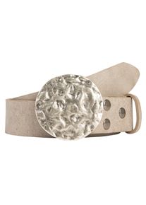 Damen Ledergürtel, grau, casual,modisch, Gr. 80, RETTUNGSRING BY SHOWROOM 019, unifarben, Leder, Gürtel, mit austauschbarer Schließe »Vollmond Silber«