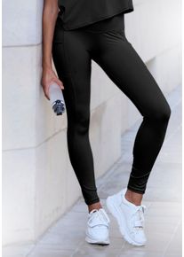 Damen Funktionsleggings, schwarz, sportlich, Gr. L, Copenhagen Studios, unifarben, bedruckt, Mesh, Obermaterial: 78% Polyester, 22% Elasthan, Hosen,