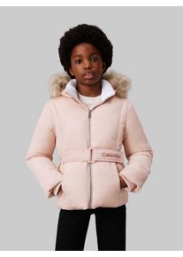 Mädchen Outdoorjacke "Classic Belted Fur Jacket", orange, casual, Gr. 4, Calvin Klein Jeans, Web, Obermaterial: 100% Polyamid. Futter: 100%