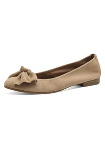 Tamaris Damen Ballerina, Gr. 37, braun, Ziegenveloursleder, unifarben, modisch, Schuhe, Blockabsatz, Businessschuh, Schlupfschuh hat eine schmale Form
