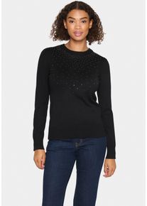 Saint Tropez Damen Rundhalspullover "CherriSZ", schwarz, modisch, Gr. M, unifarben, Strick, Obermaterial: 80% Viskose, 20% Polyacryl, Pullover, mit